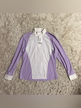 New Women’s XL White/Purple RJ Classics Long Sleeve Horseback Riding Show Shirt